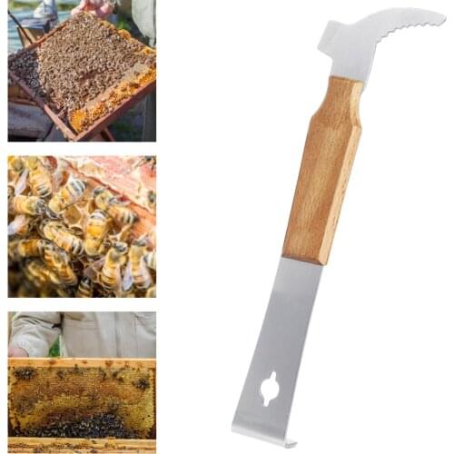 Beekeeping Bee Hive Tools J Type With Wooden Handle Cut Honey Knife Product Beehive Scraper For Beekeeper Supplies Equipment