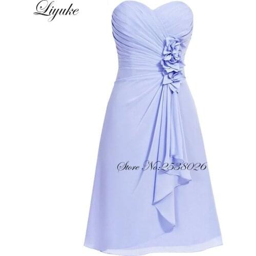 Liyuke Pleat Prom Dress A Line Strapless Party Dress Knee-Length Beautiful Sash Formal Dresses Custom Made