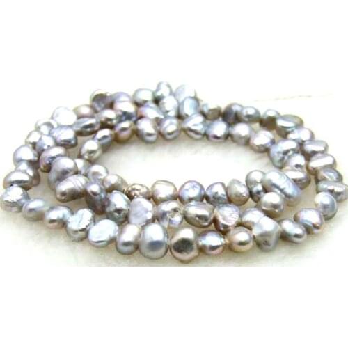 Qingmos 6-7mm Baroque Natural Freshwater Gray Pearl Loose Seed Beads for Jewelry Making DIY Necklace Bracelet Strands 14'' l463