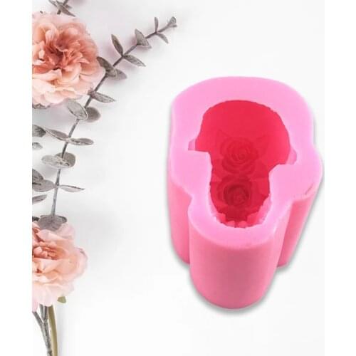 R58E 3D Rose Skull Epoxy Resin Mold Home Decoration Ornaments Candle Silicone Mould