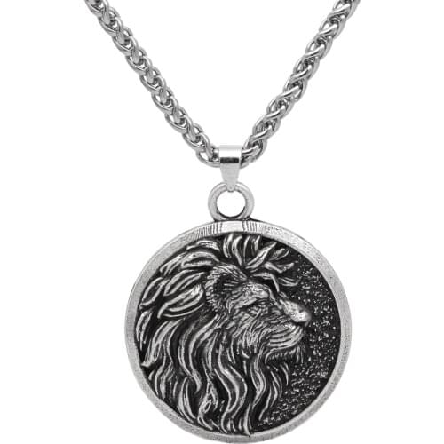 Silver Lion Necklace Men Jewelry Pendant Birthday Gift Sterling Mens Animal Accessory Leo Gifts for him