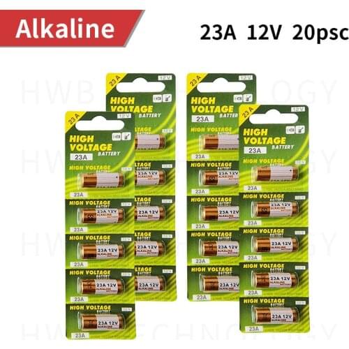 20pcs/Lot 12V 23A Ultra Alkaline Battery High Voltage Battery A23 V23GA MN21 For Calculators /Keyfob Remotes /Alarms