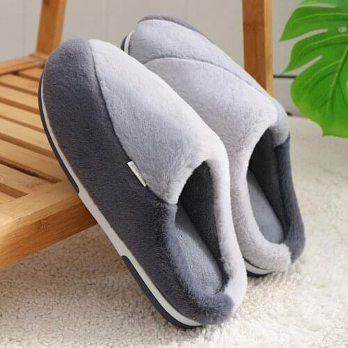 Slippers men shoes fur 2021 fashion casual warm slides men slipper velvet high quality male shoes plus size indoor man sandals