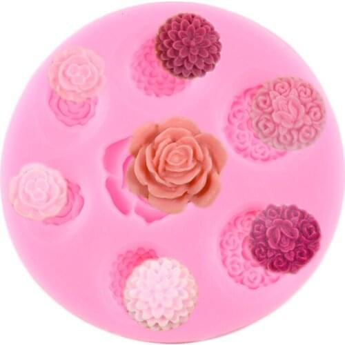 Rose Silicone Mold Flower Cupcake Topper Fondant Cake Decorating Tools Birthday Candy Resin Clay Chocolate Gumpaste Mould