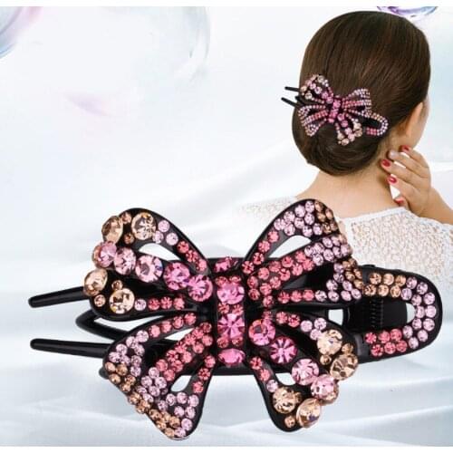 Rhinestone Butterfly Duckbill Hair Claws Vintage Hair Clips Hair Accessories For Women Shinning Hairpin Ponytail Headwear