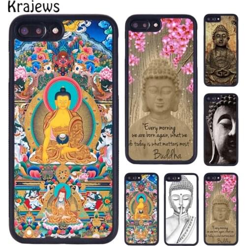 Krajews Buddha statue Vintage Rubber Phone Case For iPhone 5 6S 7 8 plus 11 12 Pro X XR XS Max Samsung Galaxy S7 S8 S9 S10 PLUS