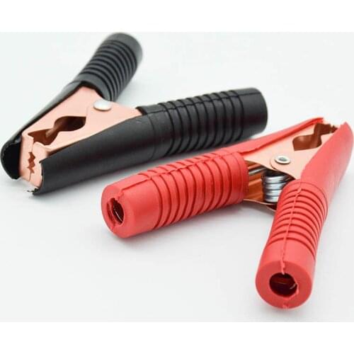 2pcs Car Alligator Clips Battery Clamps Crocodile Clip 100A Red+Black 90mm *75mm jacket electric bottle clamp power test clip