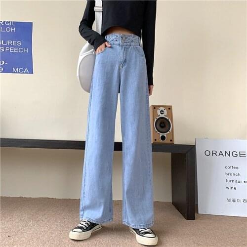 Woman Jeans Fashion Straight Leg Boyfriend Pants High Waist Casual Baggy Jean Korean Female Clothing Loose Denim Mom Trouser