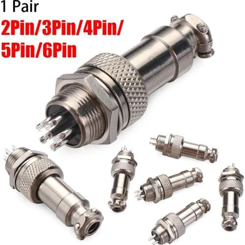 1 Pair 12mm Aviation Socket Plug Wire Panel Connector Universal Metal GX12 2/3/4/5/6 Pin Male & Female Auto Accessories