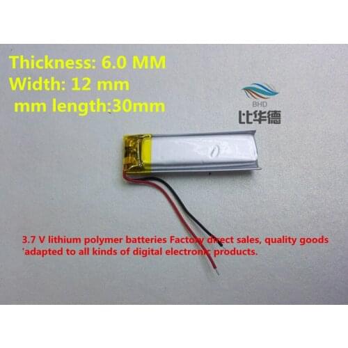 10pieces/lot)Polymer lithium ion battery 3.7 V, 601230 061230 CE FCC ROHS MSDS quality certification