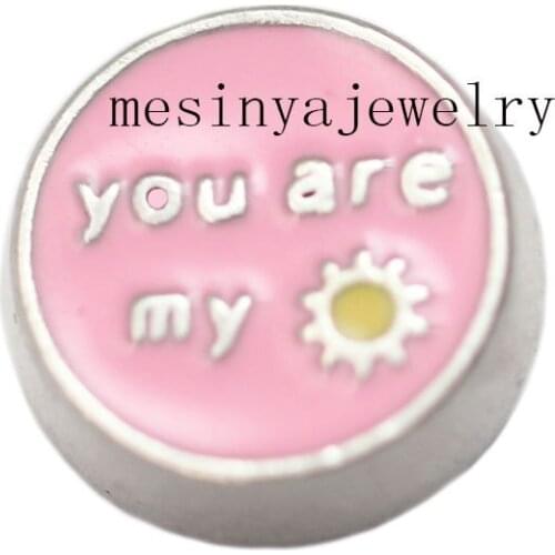 10pcs pink color you are my sunshine floating charms for glass locket Min amount $15 per order mixed items,FC-042