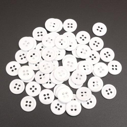 100pcs/Lot 4 Holes White Round Resin Buttons For Clothes Crafts Sewing Scrapbooking DIY Accessories
