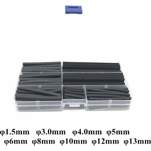 140Pcs 1.5MM 3MM 4MM 5MM 6MM 8MM 10MM 12MM 14MM Assortment 2:1 Polyolefin Heat Shrink Tube Tubing Sleeving Wrap Wire Cable Kit