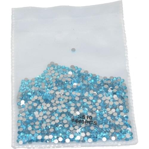 1440 Pieces SS3 - SS20 Aquamarine Rhinestones High Refraction Glass Flatback Nail Art Rhinestones For Wedding Dress Decoration