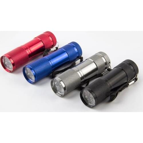 500pcs/lot Free Shipping Mini Portable UV Ultra Violet Blacklight 9 LED Flashlight Torch Light Lamp Gift SN1023