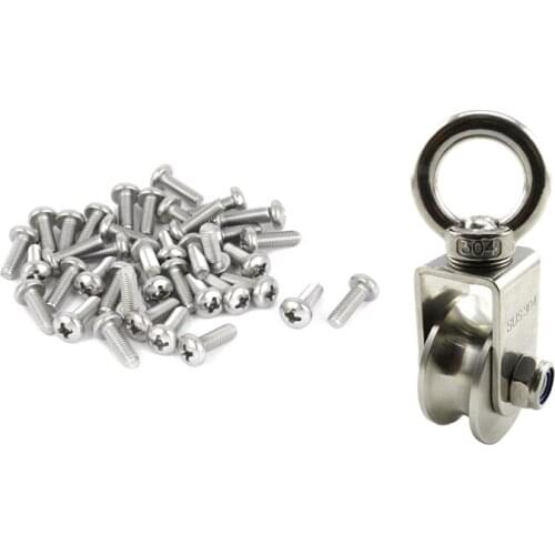 60 Pcs M2 X 4Mm Phillips Round Head Screws Bolt & 1 Pcs U Type Swivel Pulley