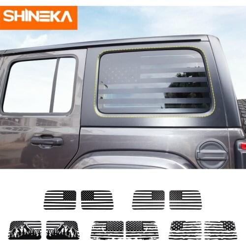 SHINEKA Car Stickers For Jeep Wrangler JL 4Doors Car Rear Window USA Flag Decoration Sticker For Jeep Wrangler JL 2018 2019 2020