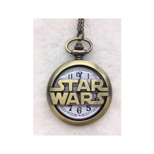 Antique Bronze Star Wars Quartz Pocket Watch Vintage Retro Hollow Metal Case Flip Fob Chain Clock Pendants For Men Women Gifts