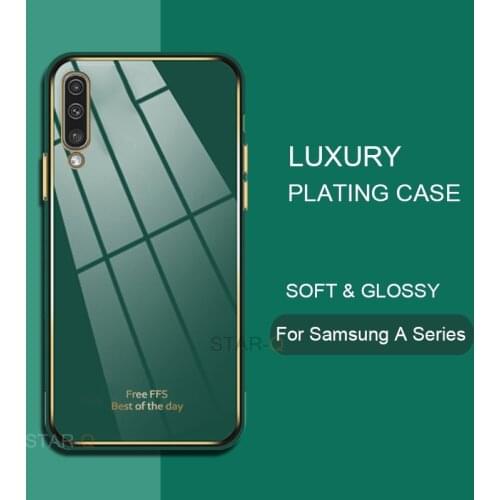 Luxury Plating Phone Case For Samsung Galaxy A50 A70 A7 2018 A02 A30 A20 A20s A11 A01 A10s Gold Bumper Soft Silicone Back Cover