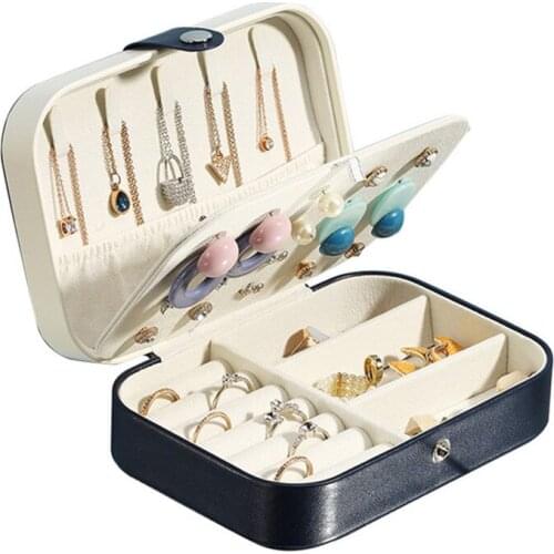 2021 Travel Jewelry Box for Women Small Size Doubel Layer Jewelry Organizer Storage Case for Necklace Earring Rings Bracelets