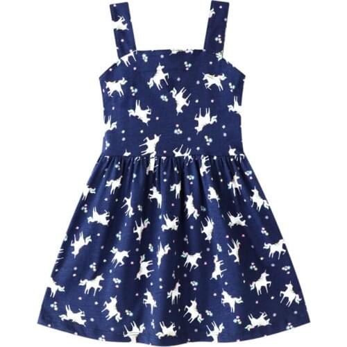 Jumping Meters New Arrival Summer Suspender Girls Dresses With Unicorns Print Fashion Hot Baby Party Frock Kids Costume