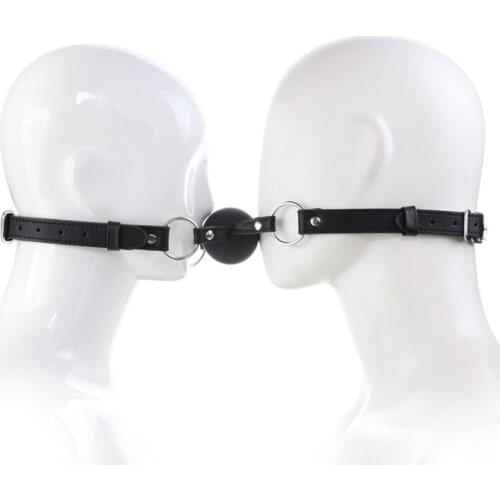 Erotic Leather Double Strap Mouth Gag,Sexy Costumes, 50mm Silicone Ball Gags,BDSM Bondage Toys For Couples Woman Gay Adult Games