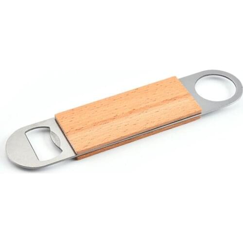 Stainless Steel Wooden Handle Opener Hanging Wine Beer Bottle Openers Durable Beverage Beer Corkscrew LX8512