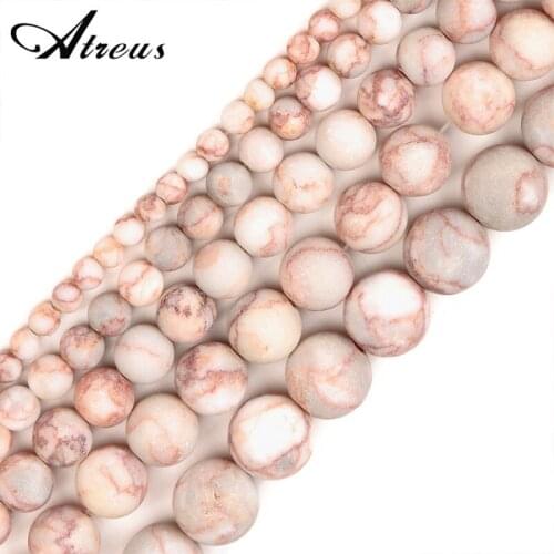 Red Network Frosted Fashion Atreus New 4-12mm Matte Natural Stone Round Beads For Jewelry Making Suitable For Men Or Women