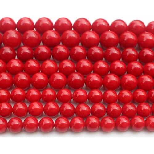 Beautiful Red Shell Pearl 6-14mm Round Loose Beads 15"/38cm,For Jewelry making, can mixed wholesale