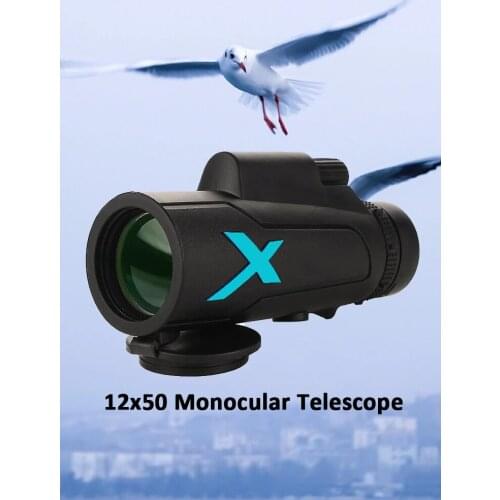 12X50 Zoom Monocular Telescope Portable HD Super Telescope Optical Lens For Hunting Hiking Fishing Clear Observation Powerful