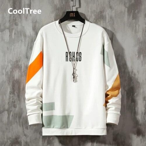CoolTree Men Casual Sweatshirts Spring Autumn Personalized print Round neck Hoodies Male Loose Long sleeve Pullover Streetwear