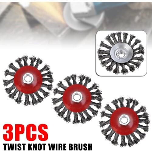 3pcs Quick Rotary Twist Knot Wire Wheel Cup Brush Set Kit Angle Grinder Abrasive Tools 115mm M14