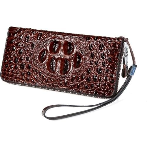 First Layer Cowhide Alligator Pattern Mens Handbag Large Capacity Personalized Wallet Luxury Fashion Genuine Leather Purse