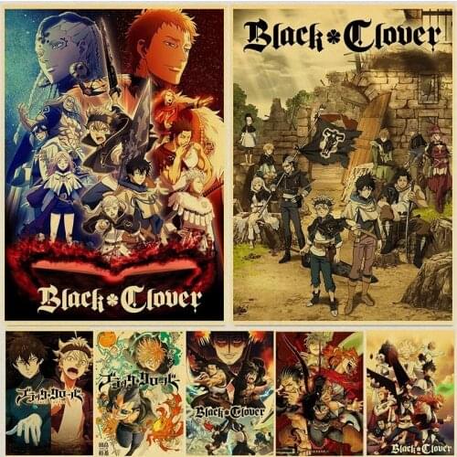 Black Clover Poster Japanese Anime Posters Wall Decor Prints Kraft Paper Home Room Wall Stickers Art Painting