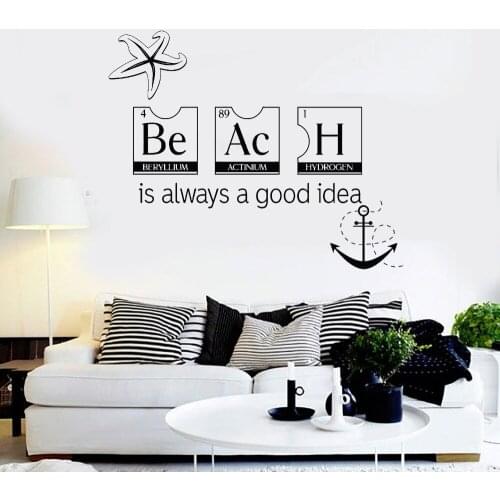 Removable Sticky Vinyl Wall Decal Beach Style Relax Sea Wall Stickers Home Decor Living Room Bedroom Kitchen Art Mural LA127