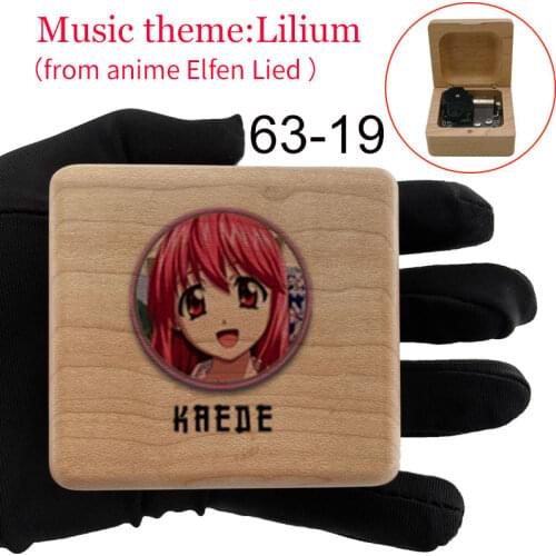 Lilium anime Elfen Lied music box wood wind up lucy color print 18 note gifts for friends teachers home office decoration