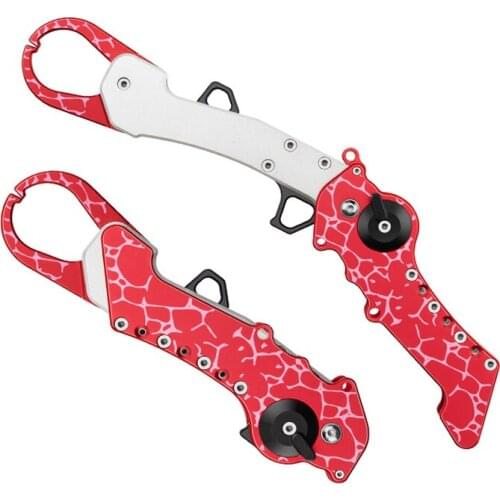 Folding Fishing Lip Claw Gripper Hook Remover with Protective Cover Foldable Fish Control Accessories Portable Lightweight Alum