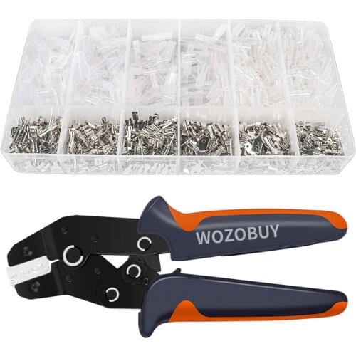 WOZOBUY SN-48B wire crimping plier 0.5-2.5mm2 20-13AWG precision jaw with 2.8 4.8 tube/insuated terminals sets tools 800pcs box