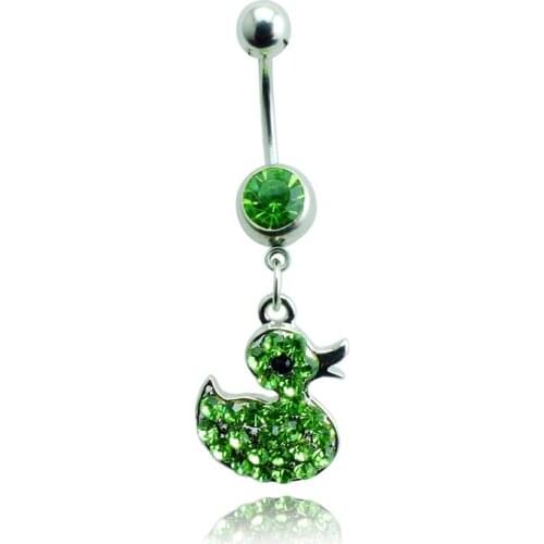 Brand New Fashion Belly Button Rings Steel Barbell Dangle Rhinestone Duck Navel Body Piercing Jewelry