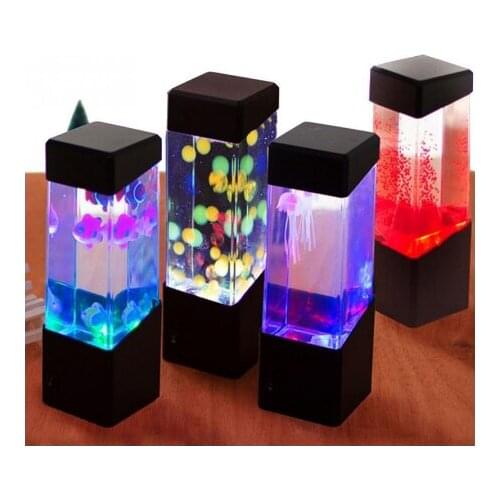 Led Jellyfish Tank Night Light Color Changing Table Lamp Aquarium Electric Mood Lava Lamp For Kids Children Gift Home Room Decor