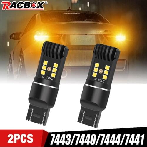 T20 Turn Signal Light 7443 7440 7444 7441 LED Bulbs Auto Parking Light Clearance Light Tail Brake Light 1600LM Yellow Light 12V