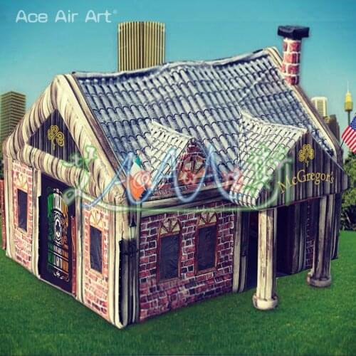 Oxford fabric 8m L x 5m W Wood color inflatable pub tent bar house tent exhibition pub tent for night club decoration