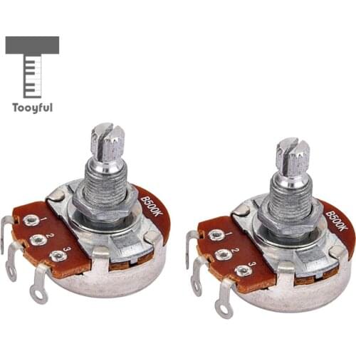 Tooyful 2 Pieces Taper B500K Potentiometer Audio Tone Pots 18mm Split Shaft for Electric Guitars Bass Parts