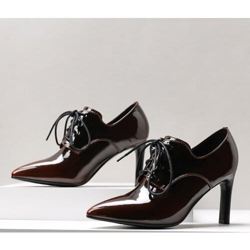 Women pumps Microfiber material patent leather 22-24.5cm ladies shoes Internet celebrity shoes Stylish wild casual 8cm high