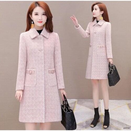 UHYTGF New Autumn Winter Jacket Womens High-End Imitation Mink Fleece Casual Female Woolen Coat Elegant Ladies Clothes 3XL 1205