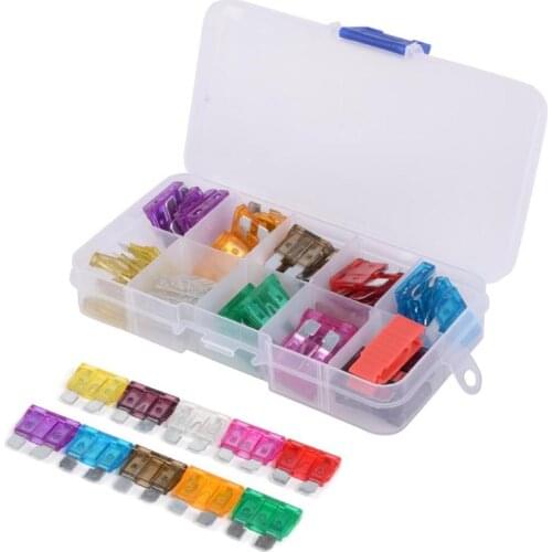VODOOL 50Pcs Car Medium Standard Fuses 3A 5A 7.5A 10A 15A 20A 25A 30A 35A 40A Blade Fuse Assortment Kit With Clip For Car Boat
