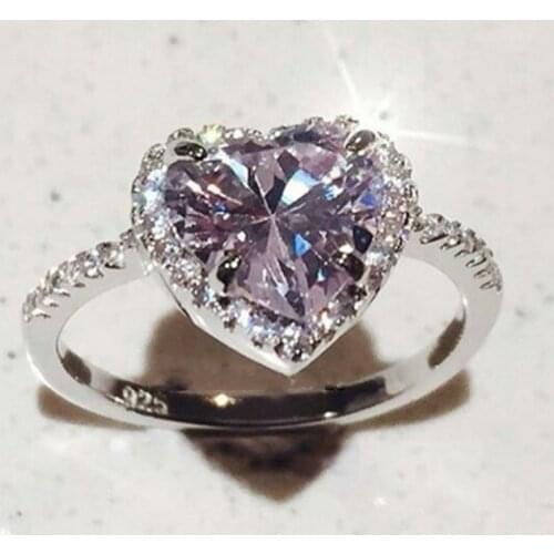 Fashion Heart Shape ring 925 Sterling silver AAAAA Cubic Zirconia Engagement Wedding Band Rings for women Bridal Jewelry Gift