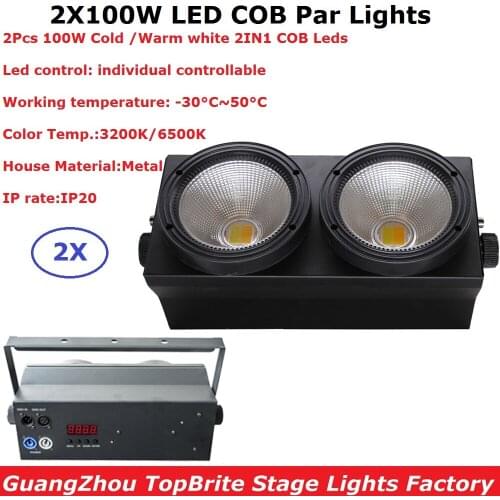 2Pcs/Lot DHL Shipping 2X100W LED COB Blinder Light 2 Eyes Stage Led Audience Light Good For Stage Dj TV Studio Church Party