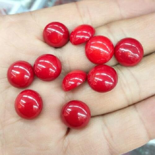 3PCS Nature Red Coral Cabochons Round Shape 11MM 12MM Diameters Loose Sea Beads Cabs NO HOLE GOOD QUALITY For Women Rings Making