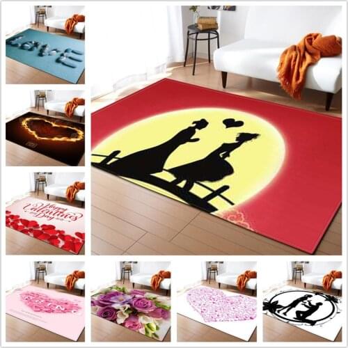 3D Romantic Lovely Heart Carpet Parlor Hallway Mat/Rug Soft Flannel Valentines Day Home Decor Carpets for Living Room Area Rugs